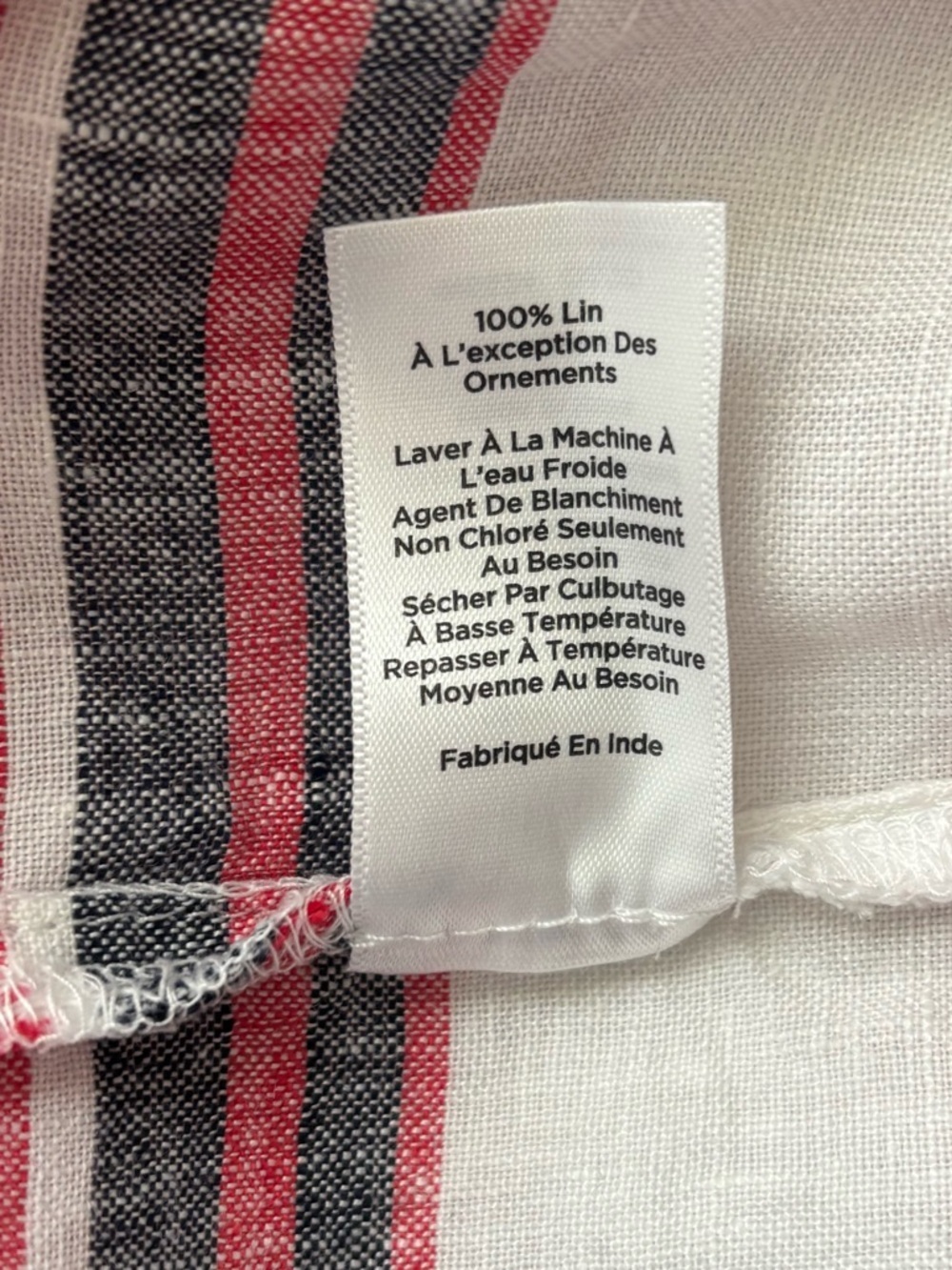 Talbots Linen Border Stripe Top Red White & Blue Smocked Neck Short Sleeve 2X - Picture 11 of 13